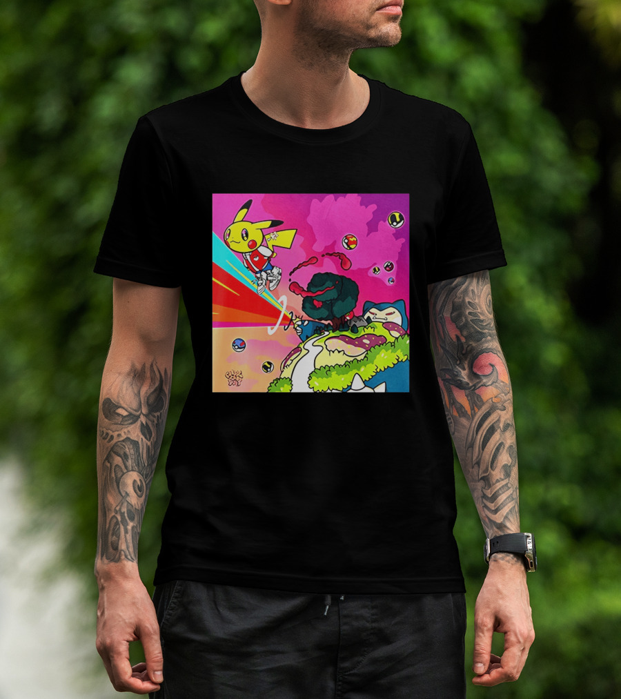 Pikachu Graduation Inspired By Album Cover Elements Pokemon Crossover Scene T-Shirt