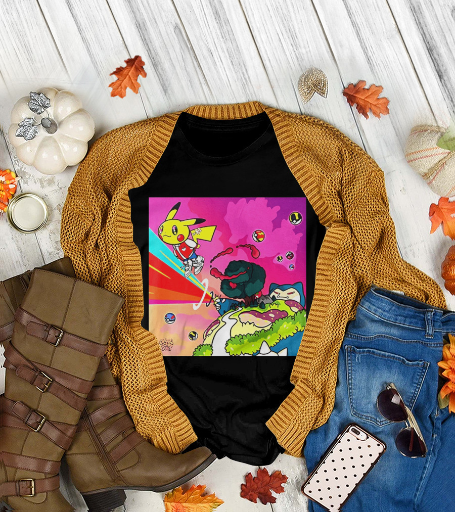 Pikachu Graduation Inspired by Album Cover Elements Pokemon Crossover Scene T-Shirt