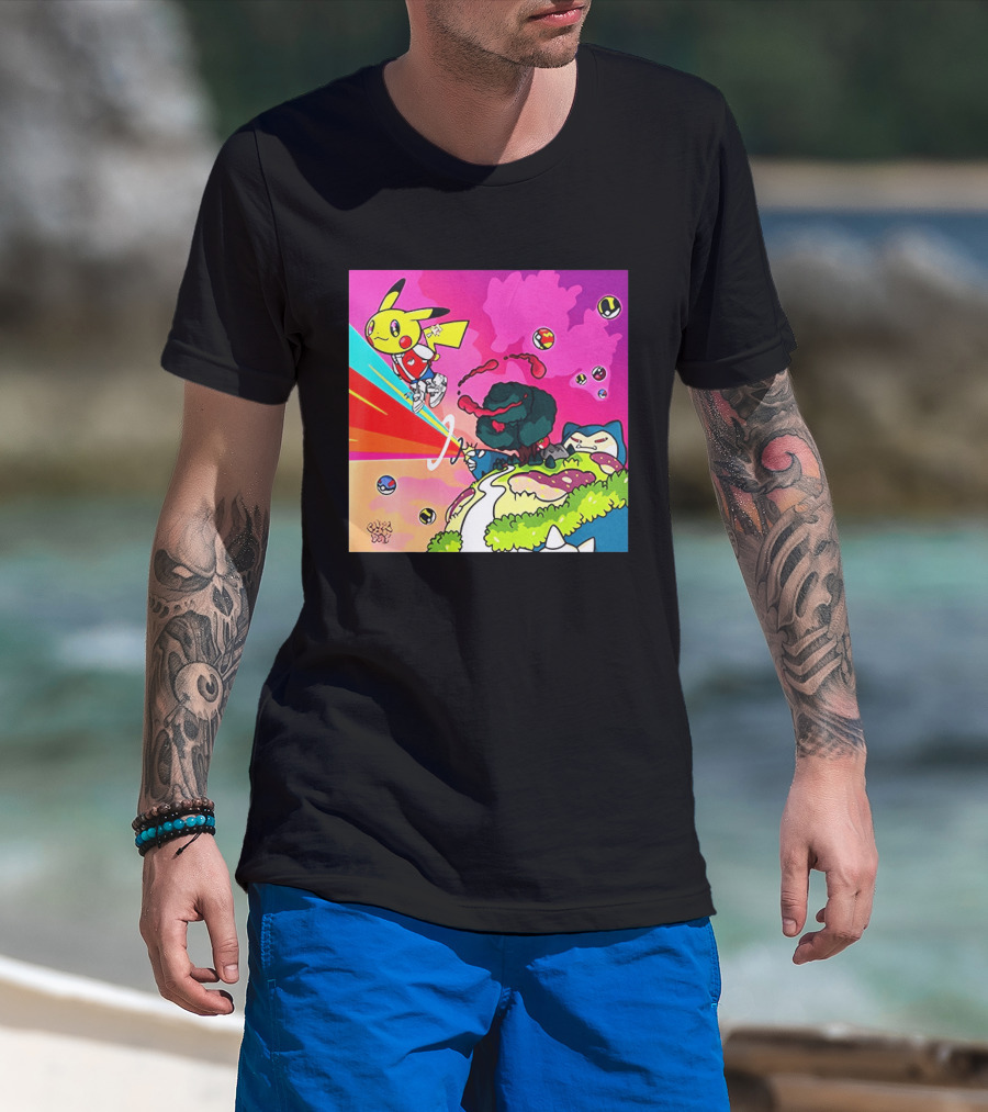 Pikachu Graduation Inspired By Album Cover Elements Pokemon Crossover Scene T-Shirt