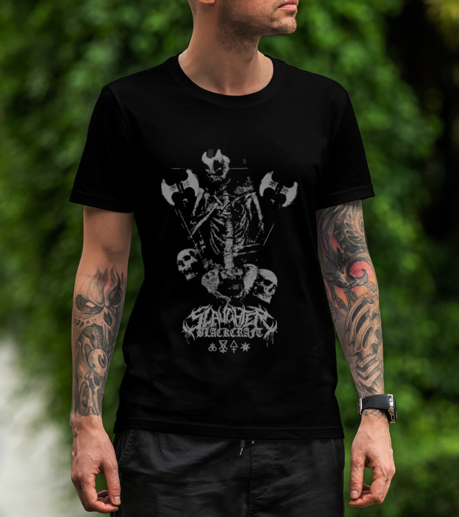 Slaughter To Prevail X Blackcraft Cult Los Angeles 2026 Pop Up Shop Skeleton With Axe Skulls T-Shirt