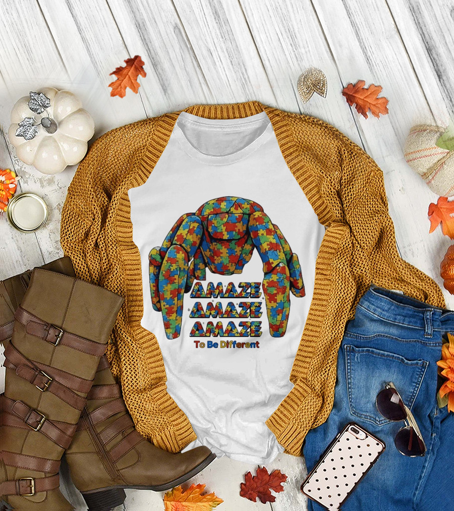 Amaze Amaze Amaze Puzzle Piece Spider To Be Different T-Shirt
