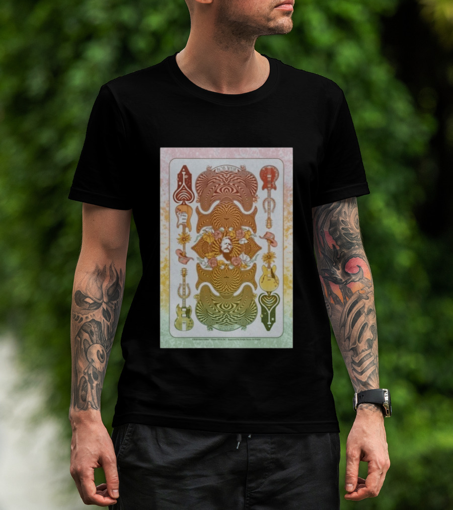 Bob Weir Psychedelic Guitars Memorial Roses And Hats T-Shirt