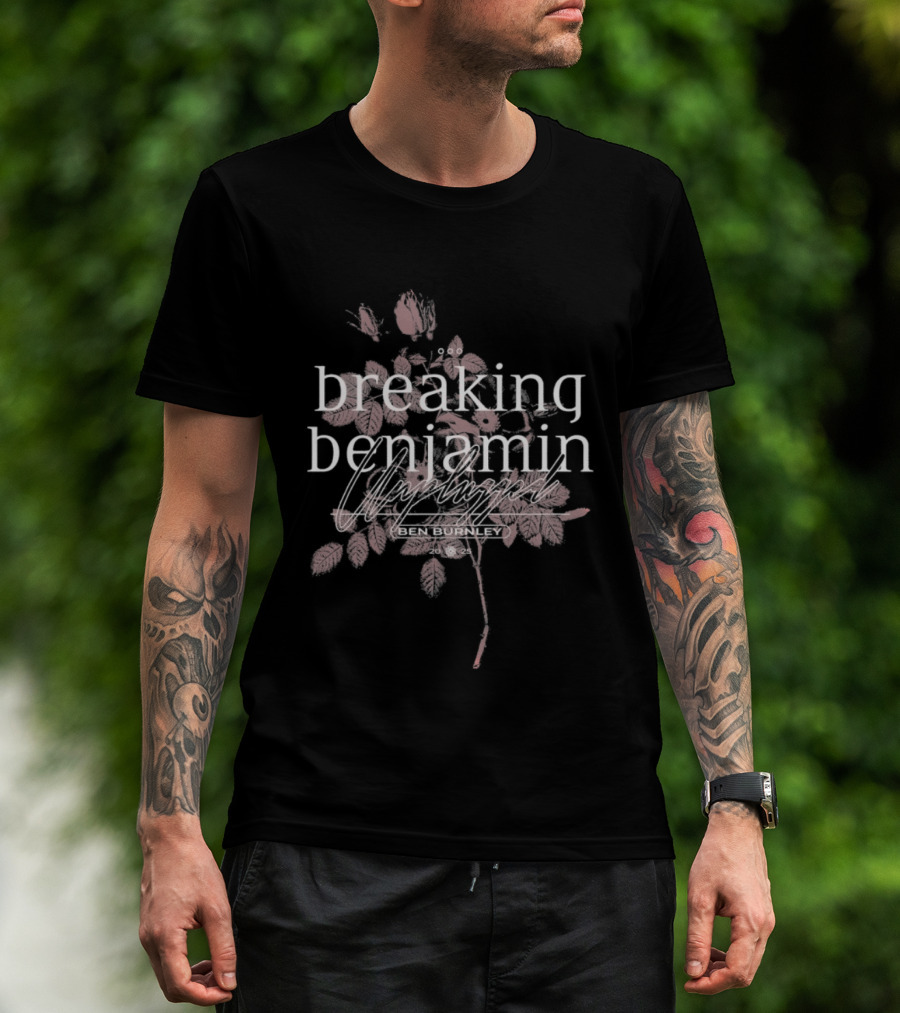 Breaking Benjamin Unplugged Pink Floral Overlay T-Shirt