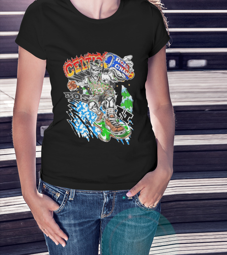 Celtics Road Champ Skull 33 Boston Basketball T-Shirt
