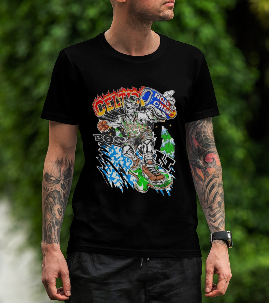 Celtics Road Champ Skull 33 Boston Basketball T-Shirt