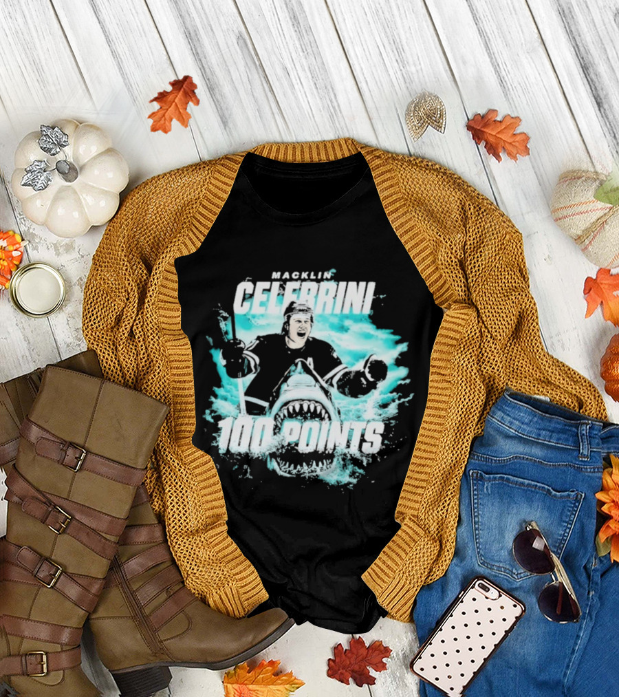 Macklin Celebrini San Jose Sharks 100 Points T-Shirt