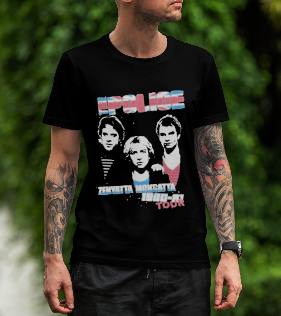 The Police Zenyatta Mondatta 1980 Tour Red White Blue Band Members T-Shirt