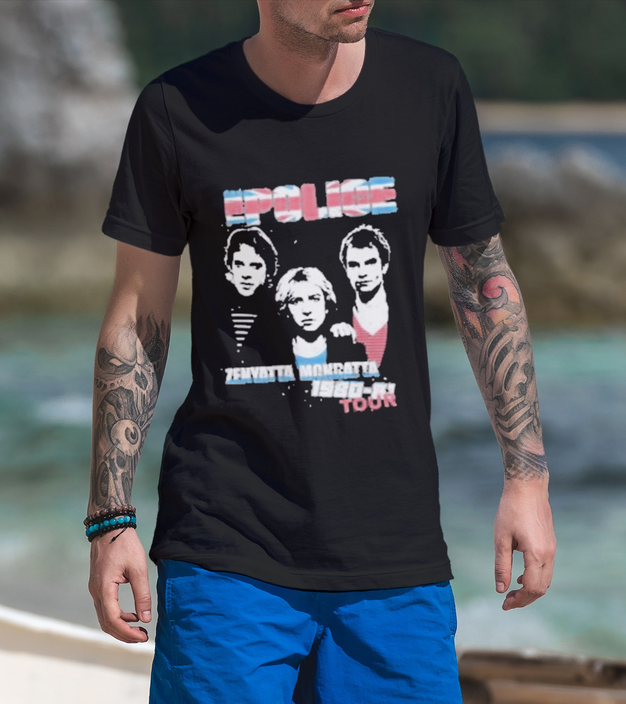 The Police Zenyatta Mondatta 1980 Tour Red White Blue Band Members T-Shirt