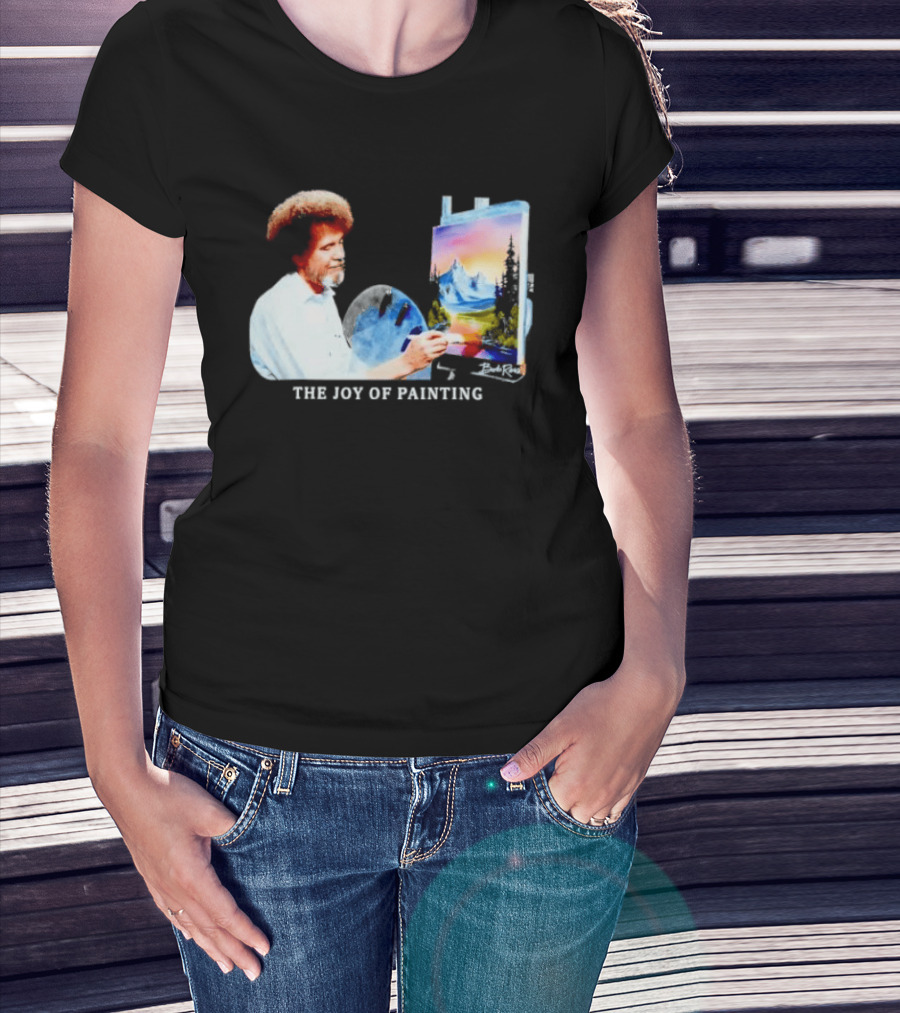 Bob Ross The Joy Of Painting Mountains And Sunset Scene T-Shirt