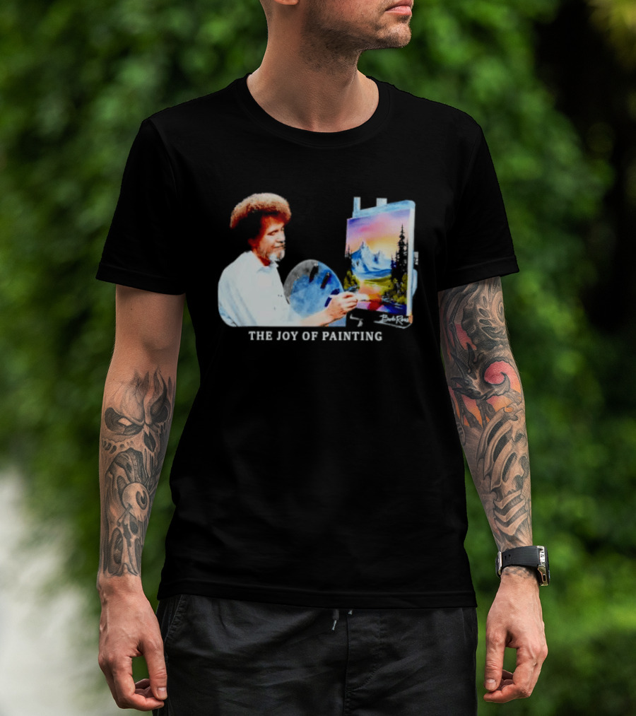 Bob Ross The Joy Of Painting Mountains And Sunset Scene T-Shirt