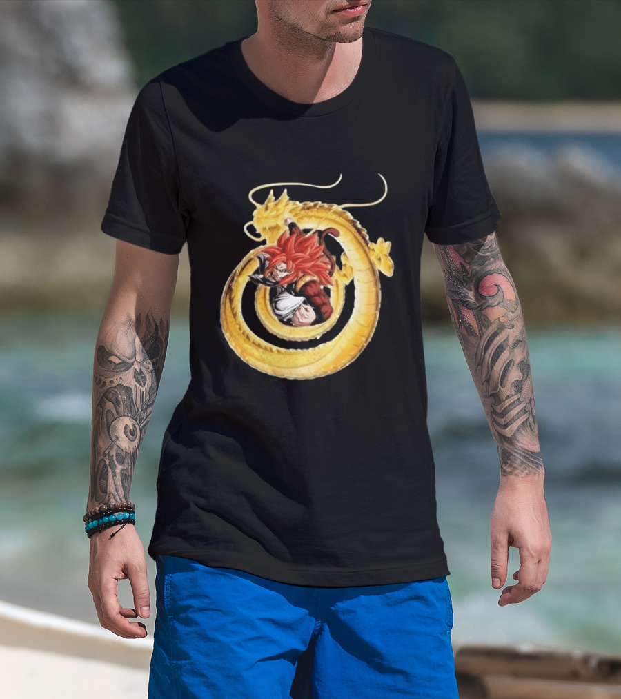 Dragon Ball Games Battle Hour 2026 Dokkan Battle Super Saiyan 4 Gogeta Shenron T-Shirt