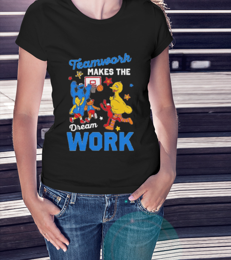 Teamwork Makes The Dream Work Sesame Street Basketball Slam Dunk T-Shirt