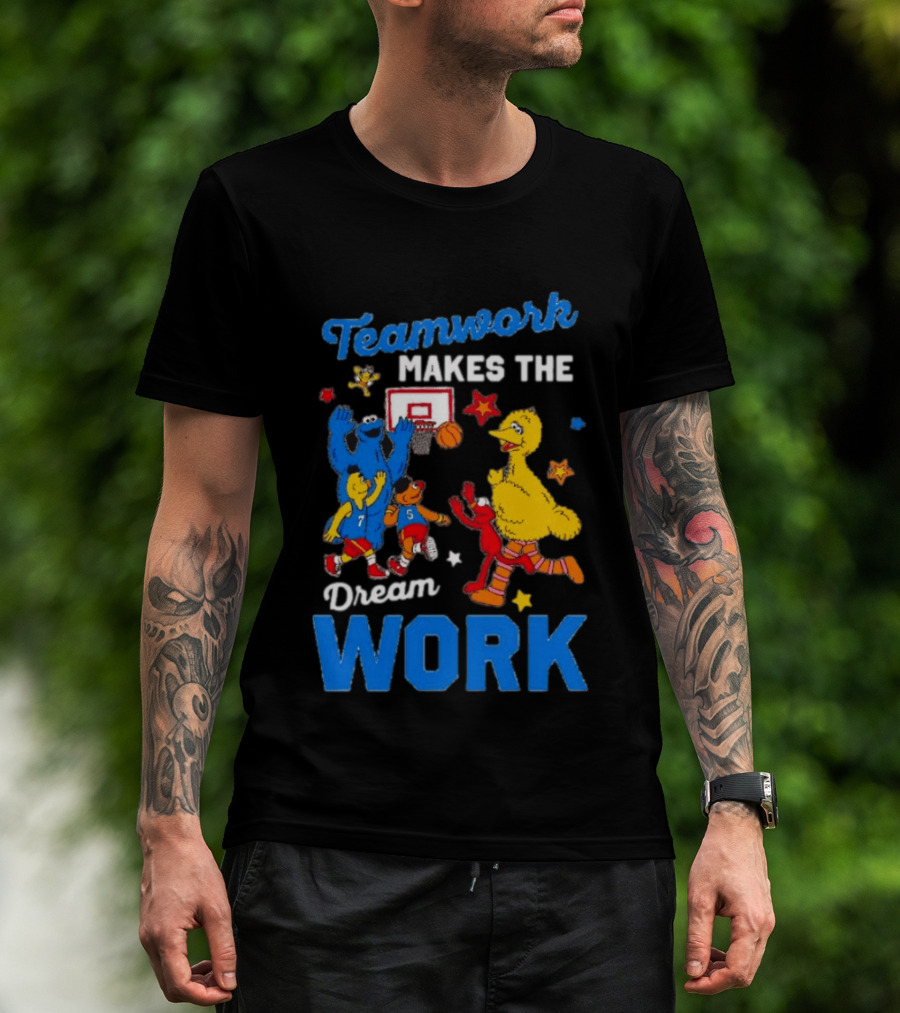 Teamwork Makes The Dream Work Sesame Street Basketball Slam Dunk T-Shirt