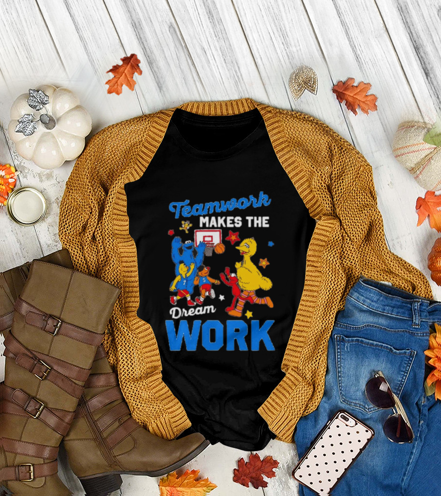 Teamwork Makes the Dream Work Sesame Street Basketball Slam Dunk T-Shirt