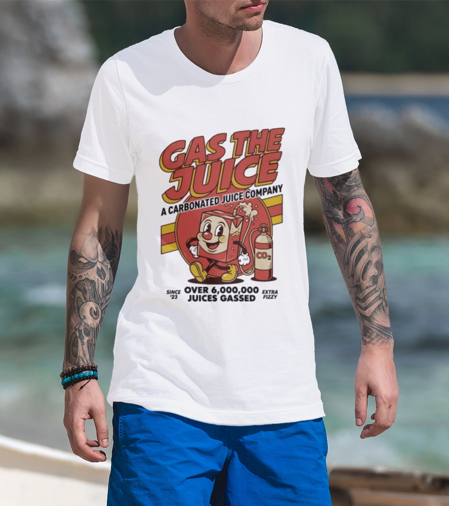 Gas The Juice A Carbonated Juice Company CO2 Juices Gassed Since 75 Retro Fizzy T-Shirt