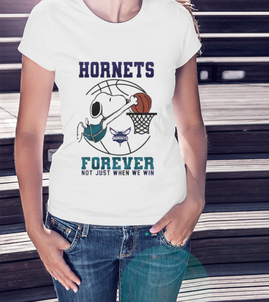 Hornets Snoopy Dunking Basketball Forever Not Just When We Win T-Shirt