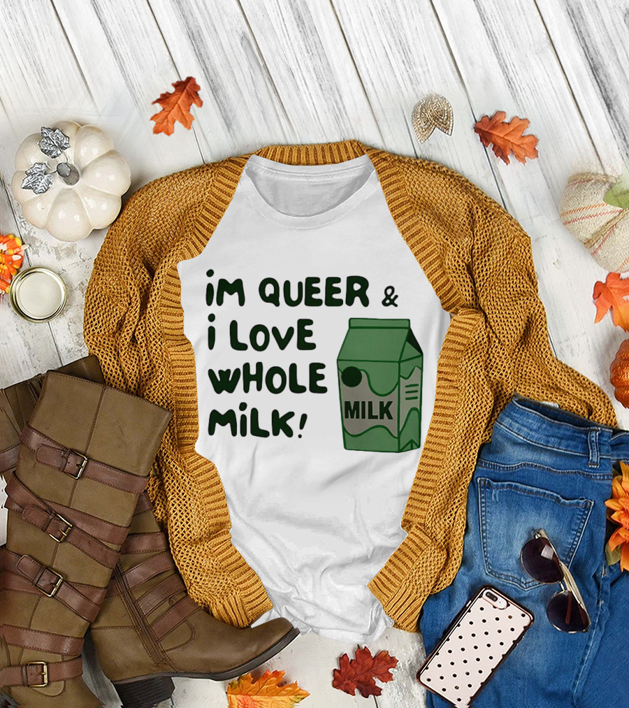 i'm queer and i love whole milk carton T-Shirt