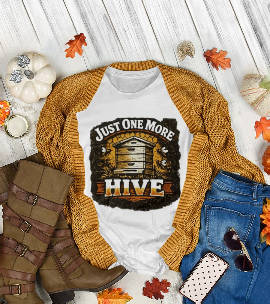 Just One More Hive Beekeeping Bees Honeycomb Apiary T-Shirt