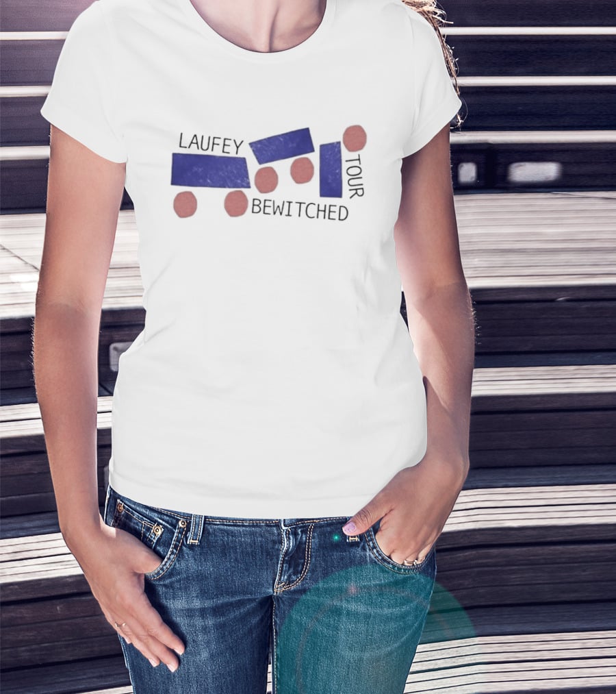Laufey Bewitched Tour 2026 Red And Blue Abstract Circles And Rectangles T-Shirt