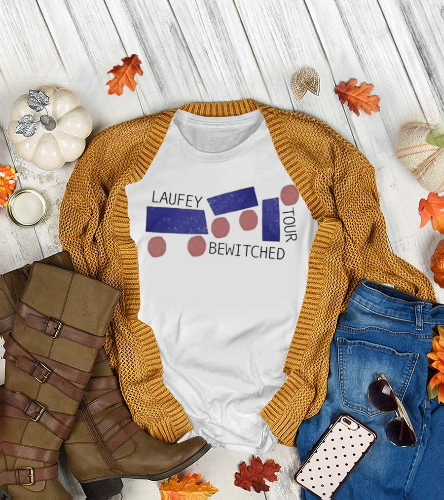 Laufey Bewitched Tour 2026 Red and Blue Abstract Circles and Rectangles T-Shirt