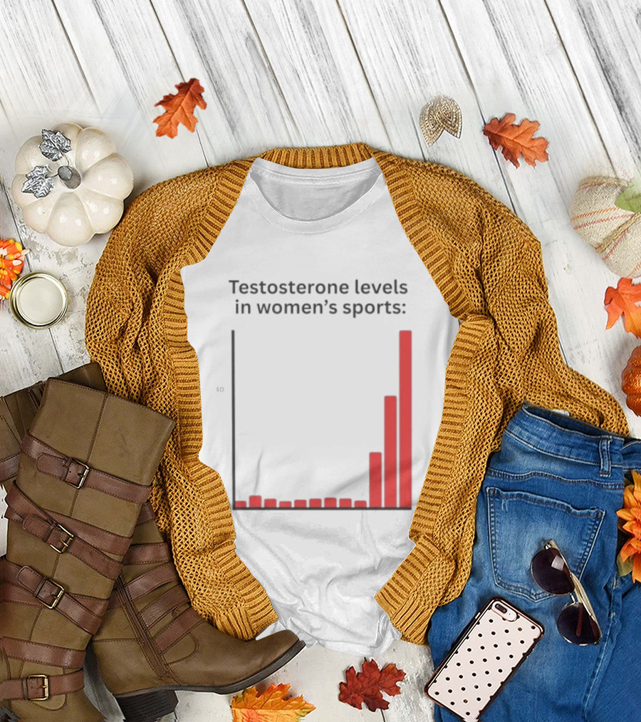 Testosterone Levels in Women's Sports Bar Graph Analysis T-Shirt