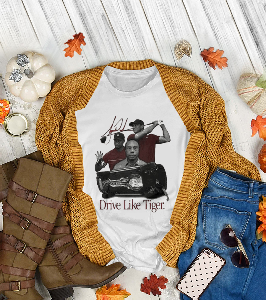 Tiger Woods Drive Like Tiger Golf Swing Car Crash T-Shirt