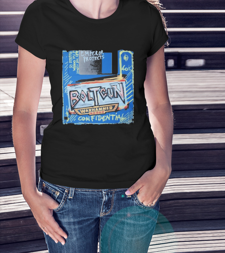 Warhammer 40K Boltgun Emperor Protects Confidential Floppy Disk T-Shirt