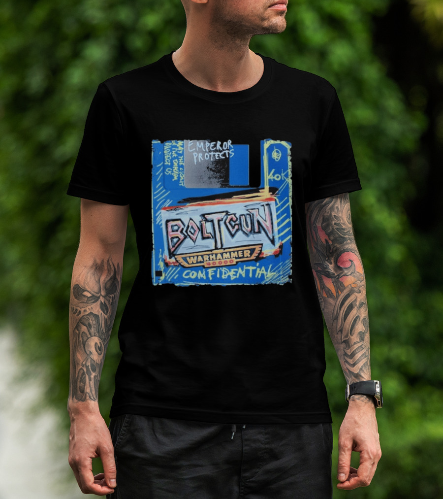 Warhammer 40K Boltgun Emperor Protects Confidential Floppy Disk T-Shirt