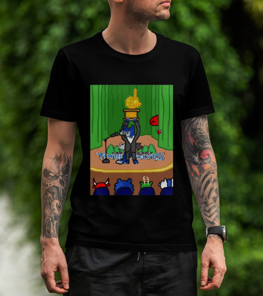 Men Successful Dub Timberwolves Champion Aurora Green Basketball Trophy T-Shirt