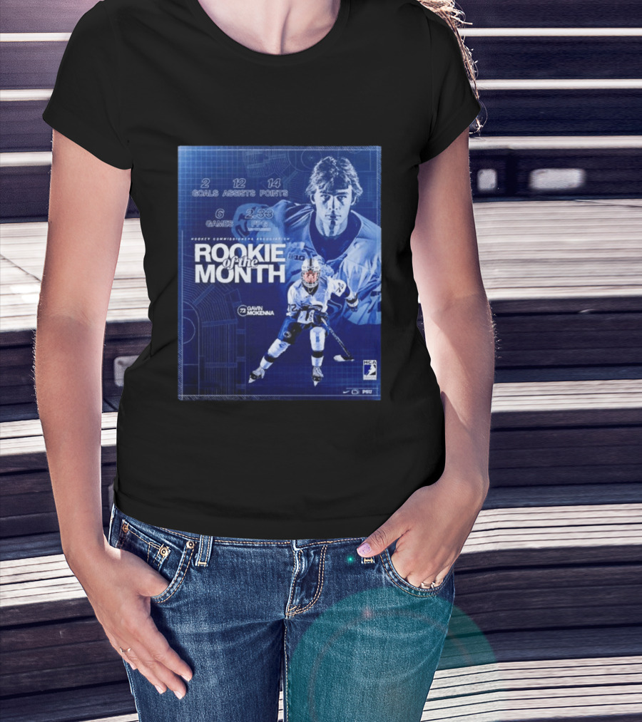 Rookie Of The Month Gavin McKenna 72 Penn State Nittany Lions Hockey Goals Assists Points T-Shirt