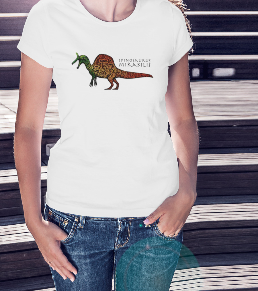 Spinosaurus Mirabilis Dinosaur Rainbow T-Shirt