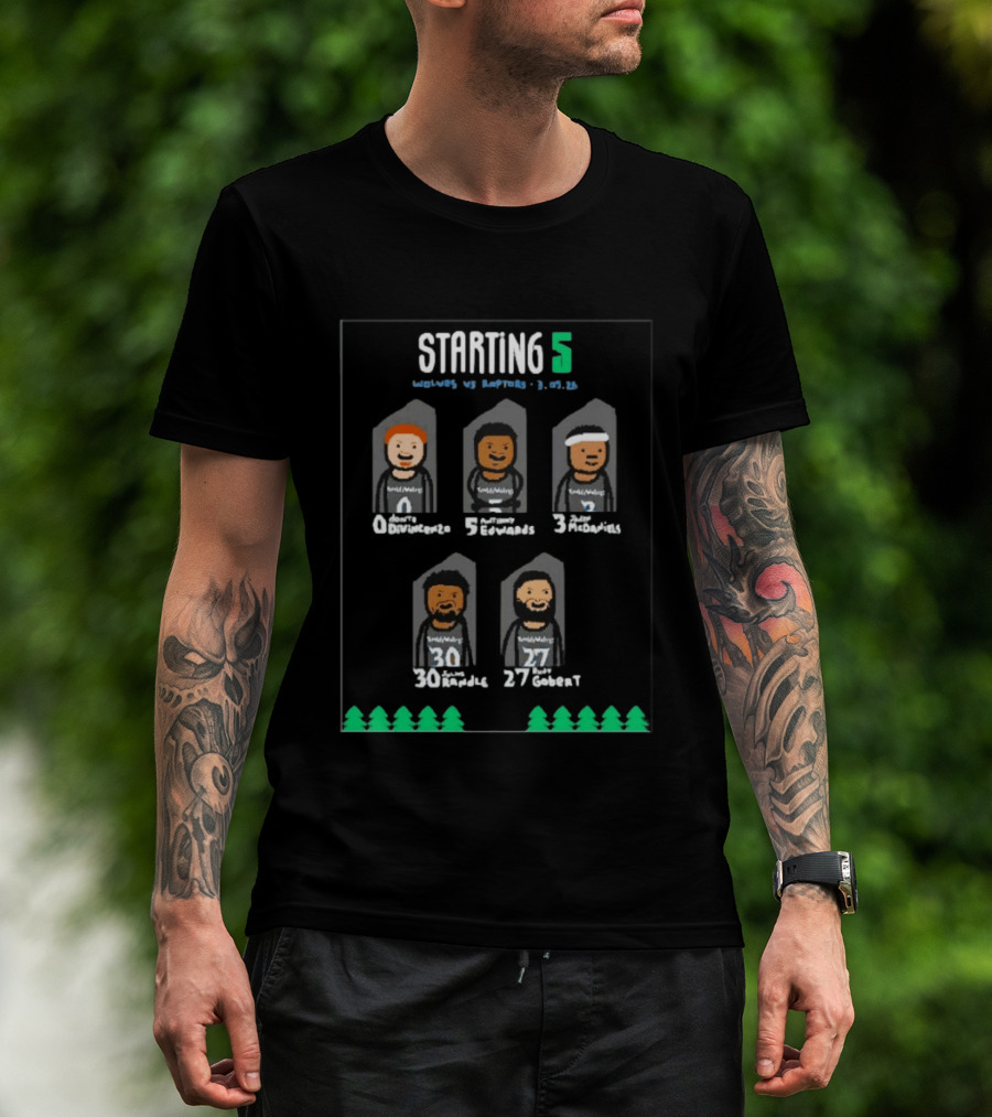 Starting 5 Divincenzo Edwards McDaniels Randle Gobert Minnesota Timberwolves T-Shirt