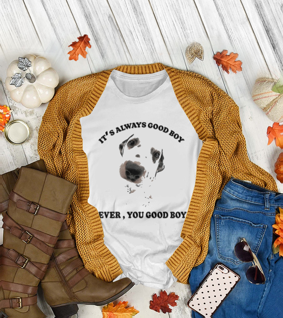 It's Always Good Boy Never You Good Boy Question Dog Face T-Shirt