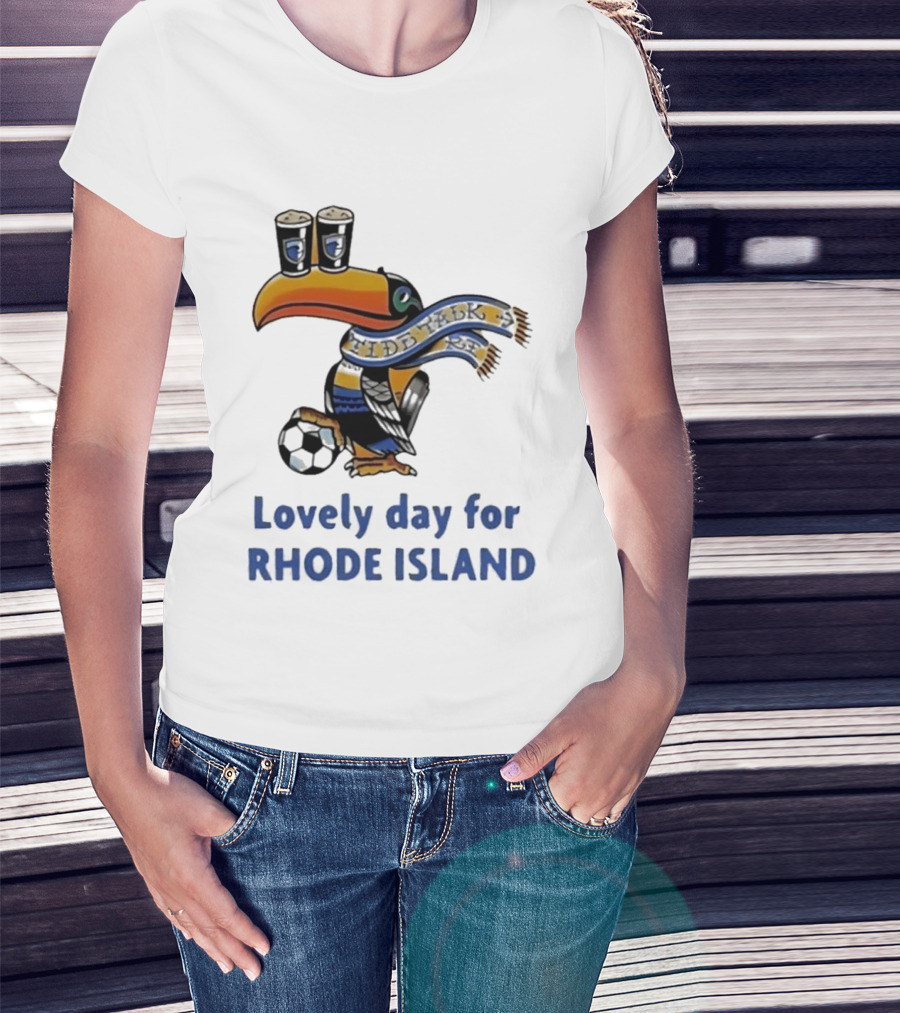 Lovely Day For Rhode Island Toucan With Soccer Ball And Beers T-Shirt