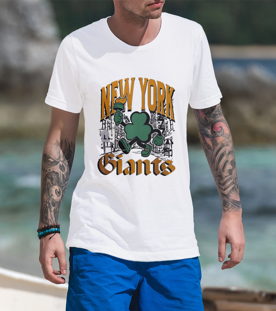 New York Giants St. Patrick's Day 2026 Shamrock Torch Running T-Shirt