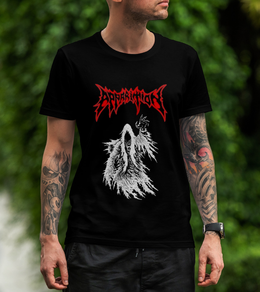 Apparition Ghostly Figure Red Gothic Font T-Shirt