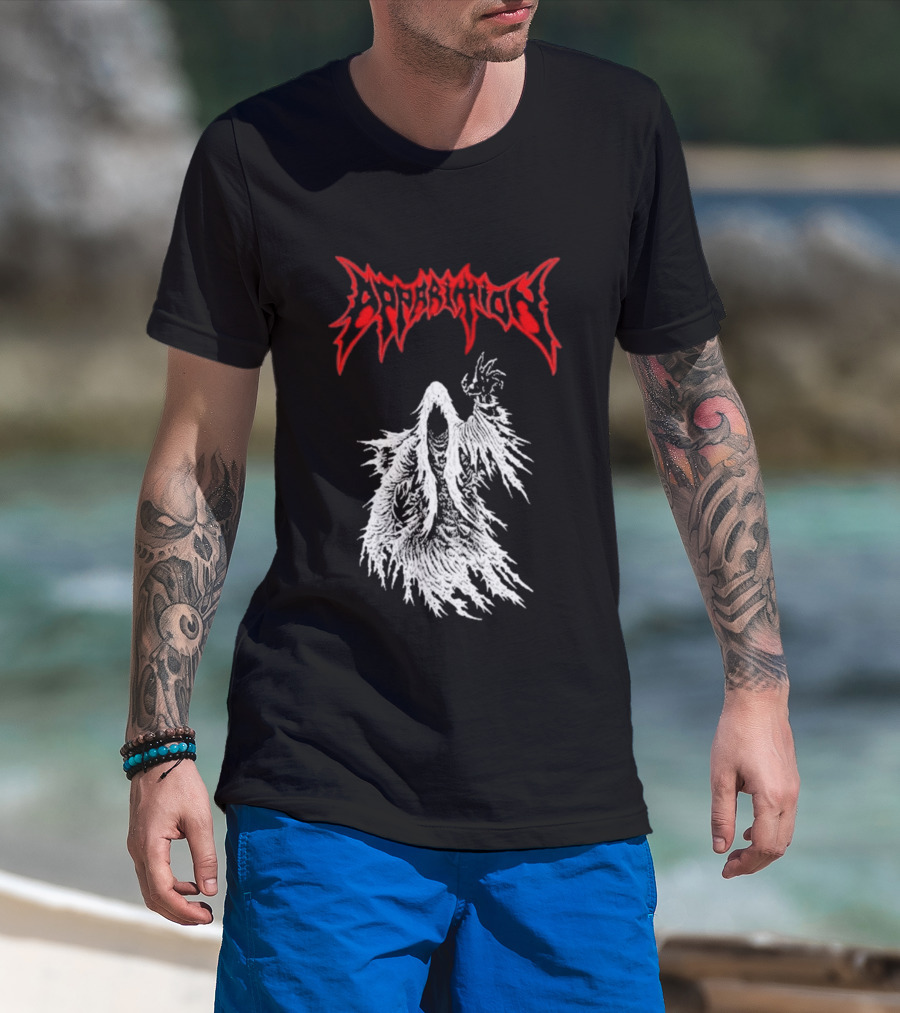 Apparition Ghostly Figure Red Gothic Font T-Shirt