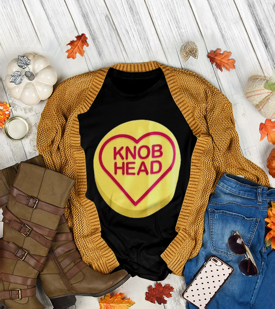 Knob Head Love Hearts Yellow Round T-Shirt