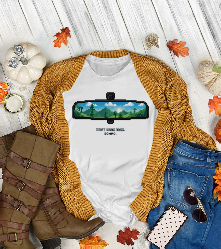 Don't Look Back Pixel Art Rearview Domno T-Shirt