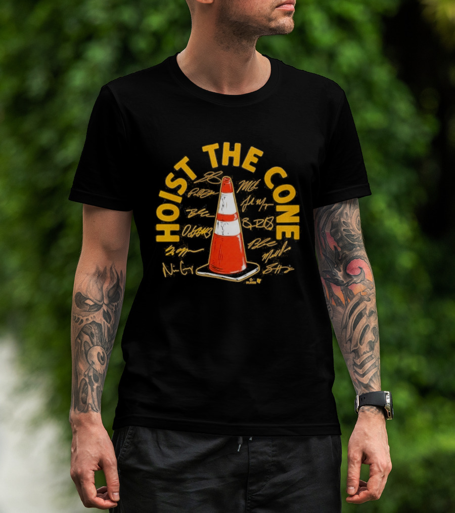 Pittsburgh Baseball Hoist The Cone Signatures Traffic Cone T-Shirt