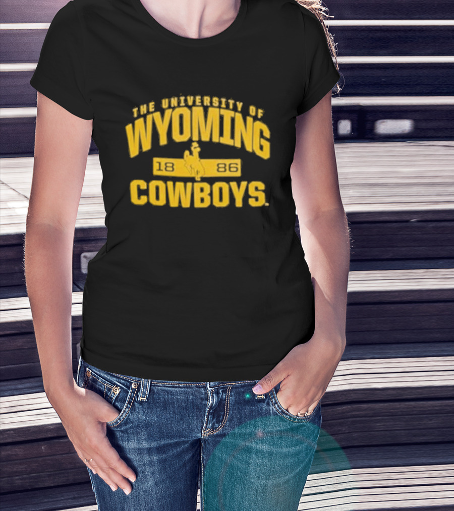 University Of Wyoming Cowboys 1886 Vintage Yellow Bronco Rider T-Shirt