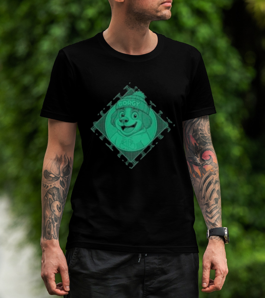 Borgy Borgy Greenlines Puzzle Dog With Beanie T-Shirt