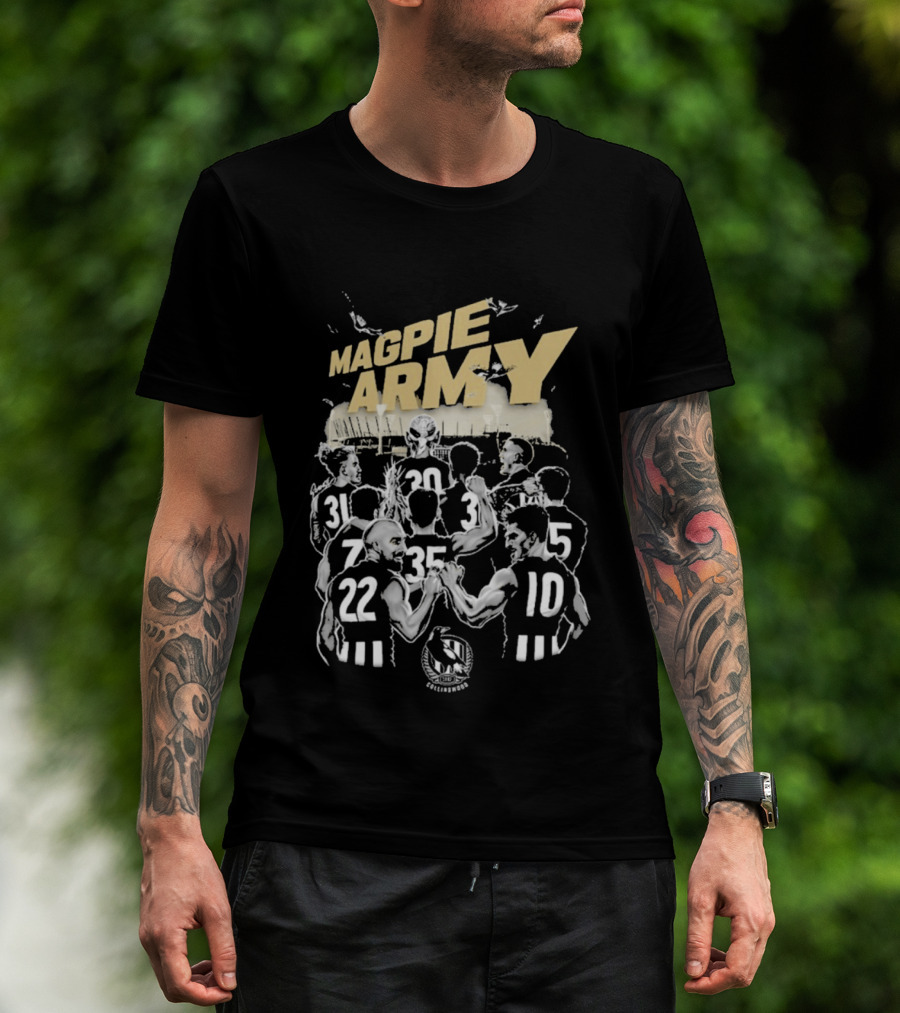 Collingwood Magpie Army Adults Team Players Huddle Football Fans T-Shirt