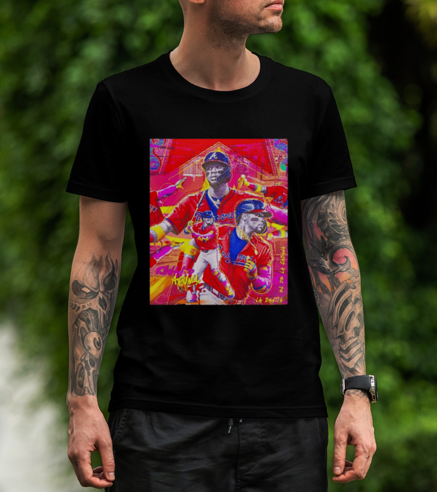 Ronald Acuña Jr Braves Atlanta Red Jersey Baseball Star Collage T-Shirt
