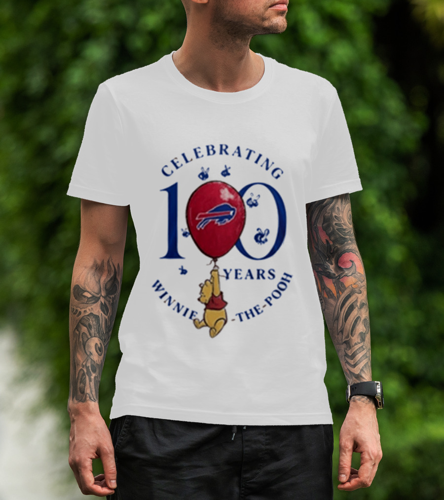 Celebrating 100 Years Winnie The Pooh Buffalo Bills Balloon T-Shirt