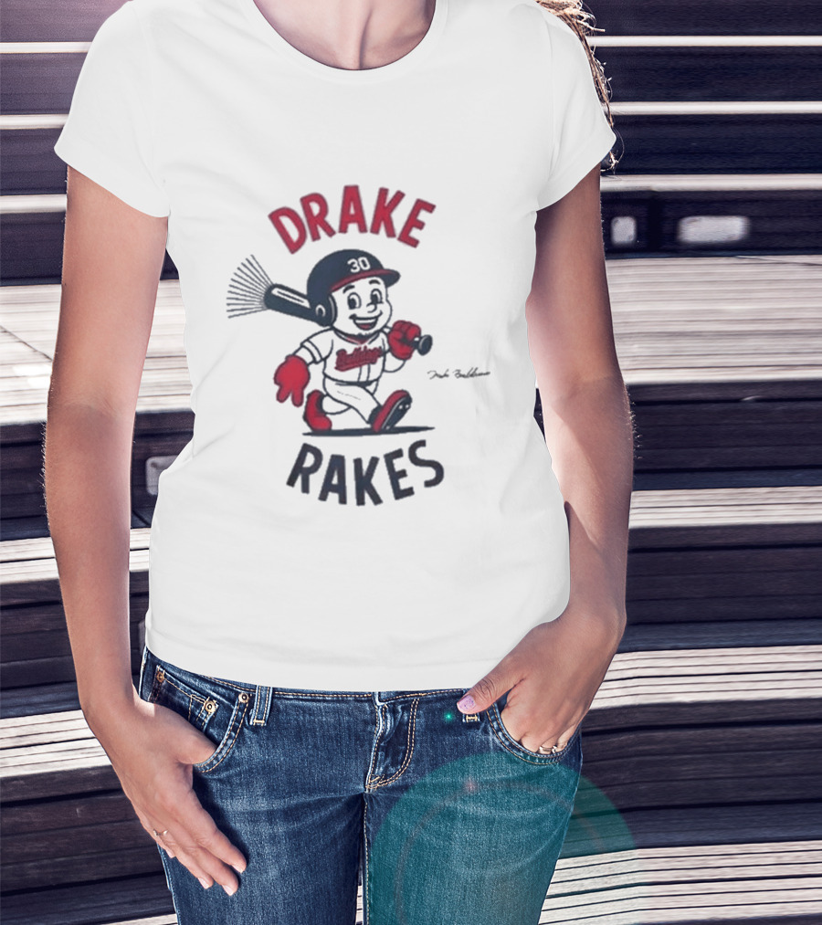 Drake Rakes Baseball Character With Number 30 And Rake Bat T-Shirt