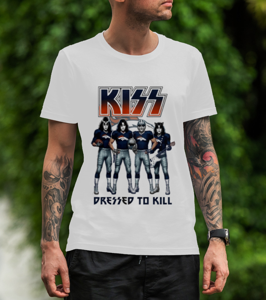 KISS Dressed To Kill Denver Broncos Football Team Collaboration T-Shirt