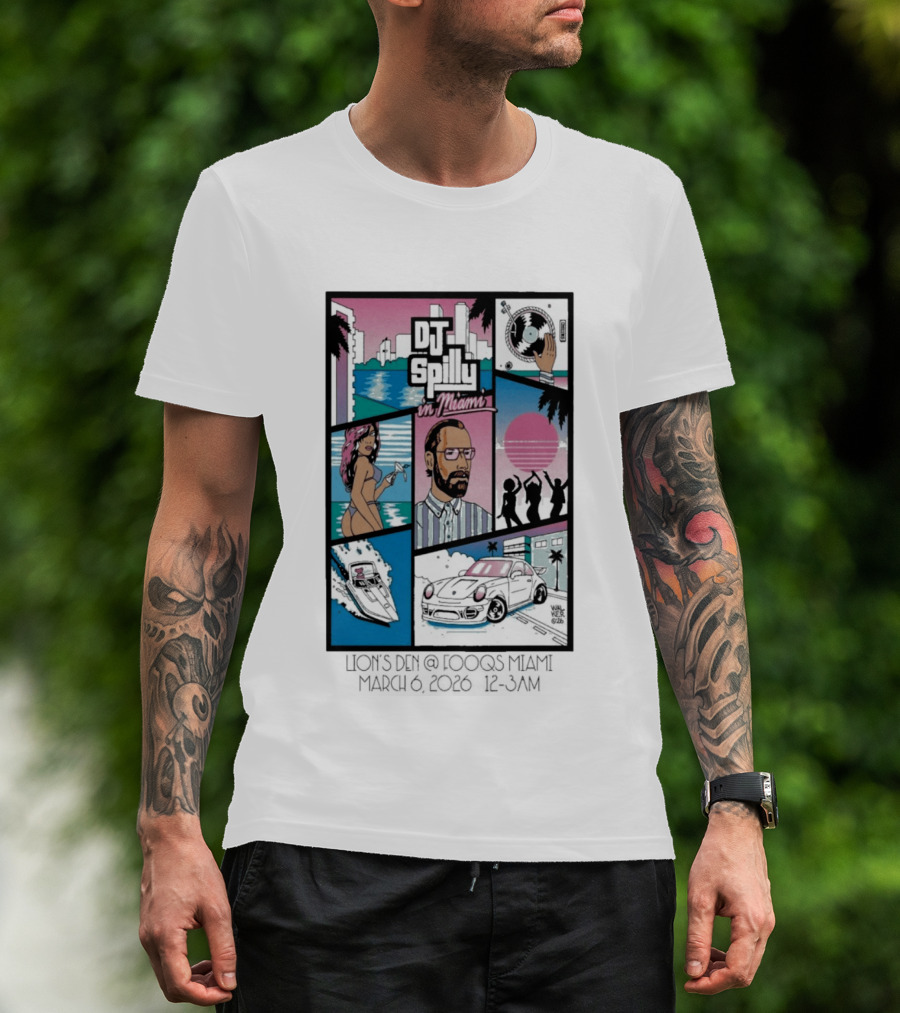 DJ Spilly In Miami March 6 2026 Iconic Nightlife Vibes T-Shirt