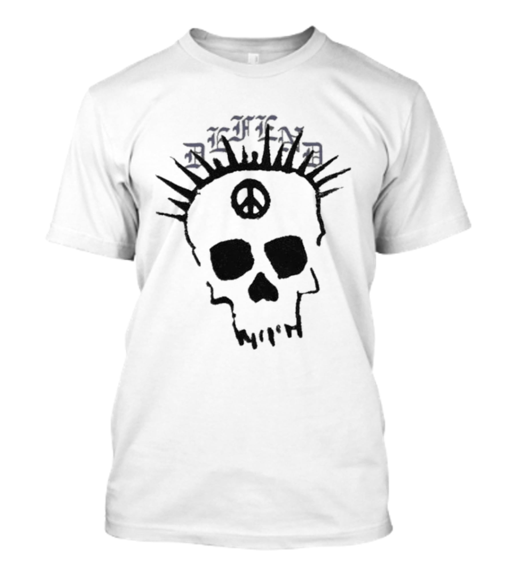 Dno Defend Peace Skull With Mohawk And Peace T-Shirt