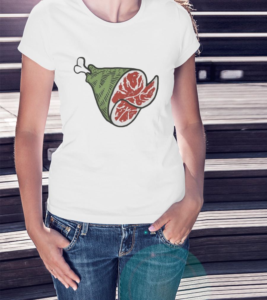 Ham Bone Cartoon Illustration Vintage Retro Clip T-Shirt